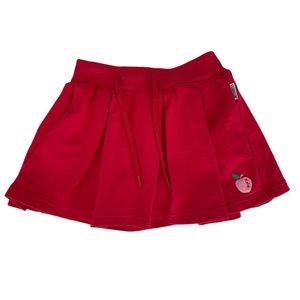 Vintage OshKosh Flare Apple Skort Cotton Pleated Red Stretch Waist Girls 24M